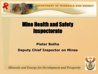 Mine Health and Safety Inspectorate Pieter Botha Deputy Chief Inspector on Mines