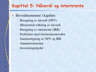 kapittel 5 n verdi og internrente