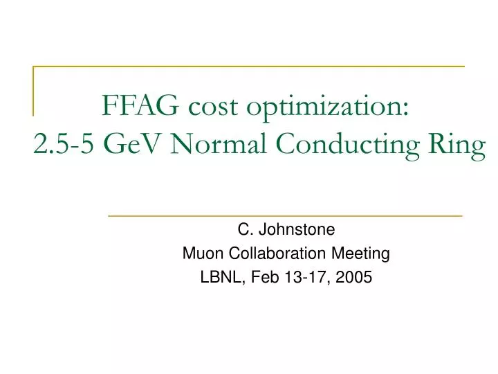 ffag cost optimization 2 5 5 gev normal conducting ring