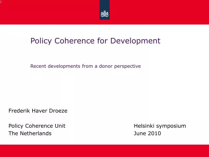 policy coherence for development recent developments from a donor perspective