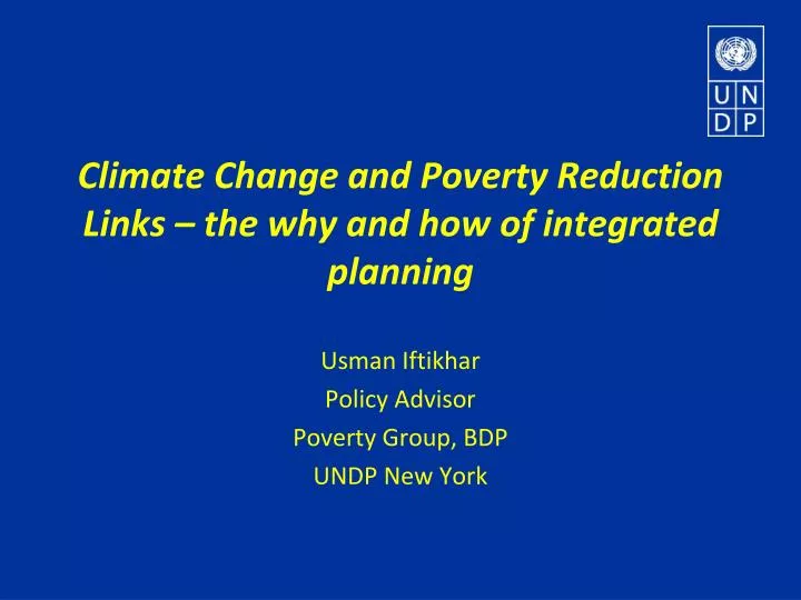 climate change and poverty reduction links the why and how of integrated planning