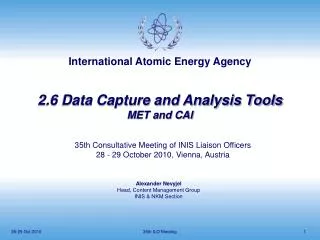 2.6 Data Capture and Analysis Tools MET and CAI