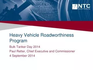 Heavy Vehicle Roadworthiness Program
