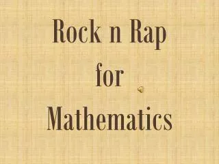 rock n rap for mathematics