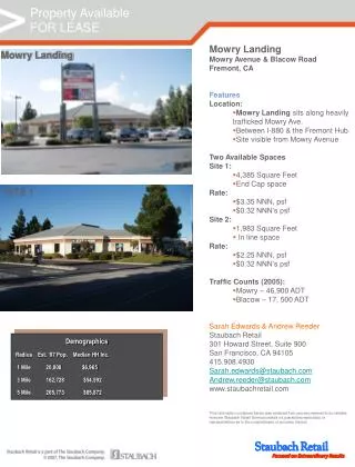 Mowry Landing Mowry Avenue &amp; Blacow Road Fremont, CA Features Location: