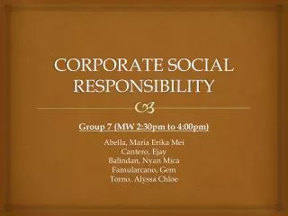 CORPORATE SOCIAL RESPONSIBILITY