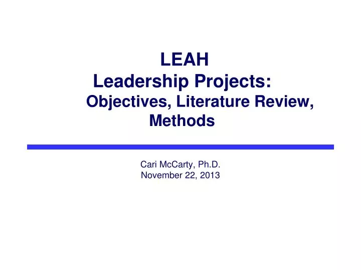 leah leadership projects objectives literature review methods