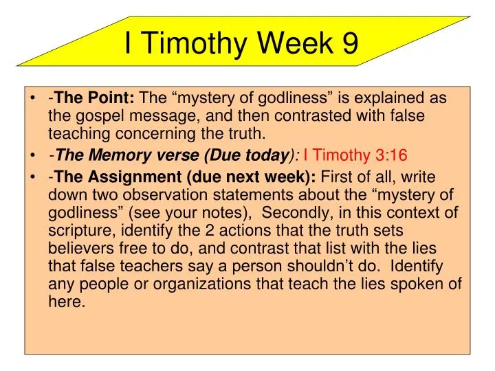 i timothy week 9