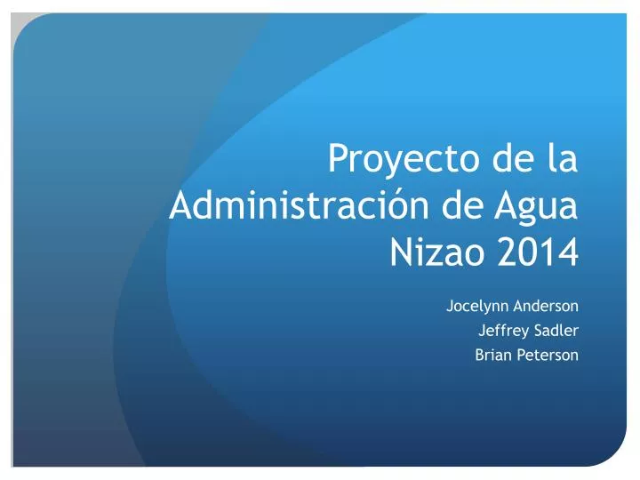 proyecto de la administraci n de agua nizao 2014