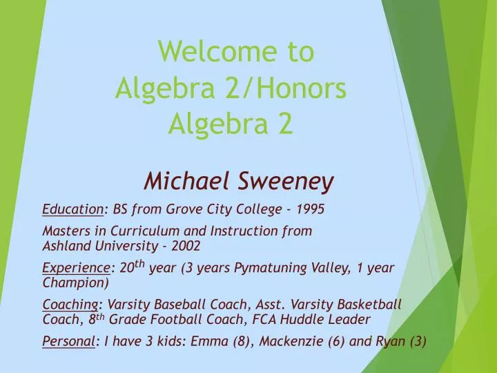 welcome to algebra 2 honors algebra 2