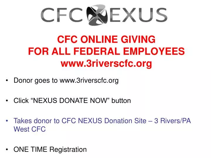 cfc online giving for all federal employees www 3riverscfc org