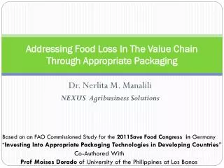Addressing Food Loss In The Value Chain Through Appropriate Packaging