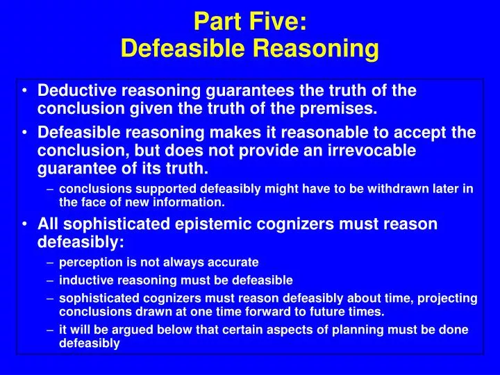 part five defeasible reasoning