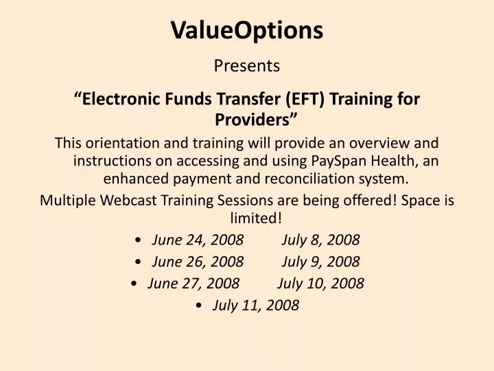 valueoptions presents