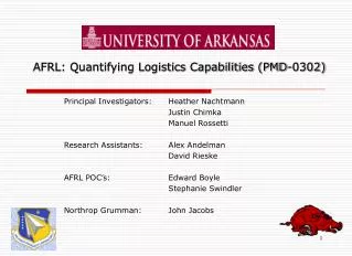 AFRL: Quantifying Logistics Capabilities (PMD-0302)