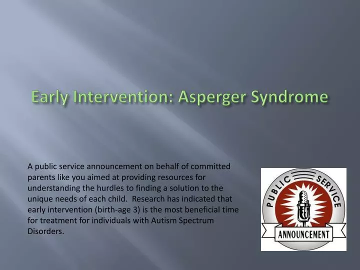 early intervention asperger syndrome