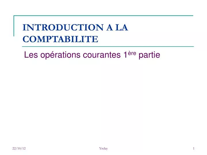 introduction a la comptabilite