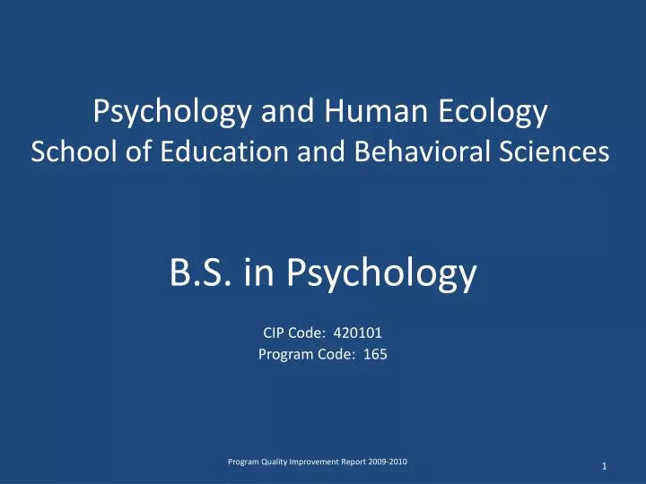 psychology and human ecology school of education and behavioral sciences