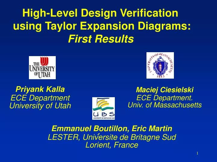 high level design verification using taylor expansion diagrams first results