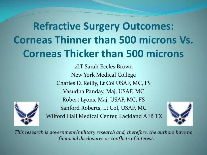 refractive surgery outcomes corneas thinner than 500 microns vs corneas thicker than 500 microns