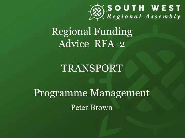 regional funding advice rfa 2 transport programme management