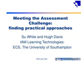 Meeting the Assessment Challenge: finding practical approaches