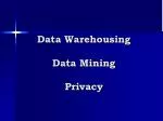 Data Warehousing Data Mining Privacy - slide 1