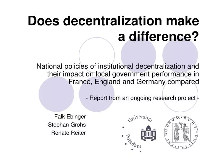 does decentralization make a difference