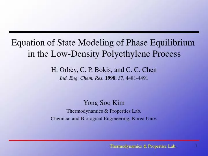 equation of state modeling of phase equilibrium in the low density polyethylene process
