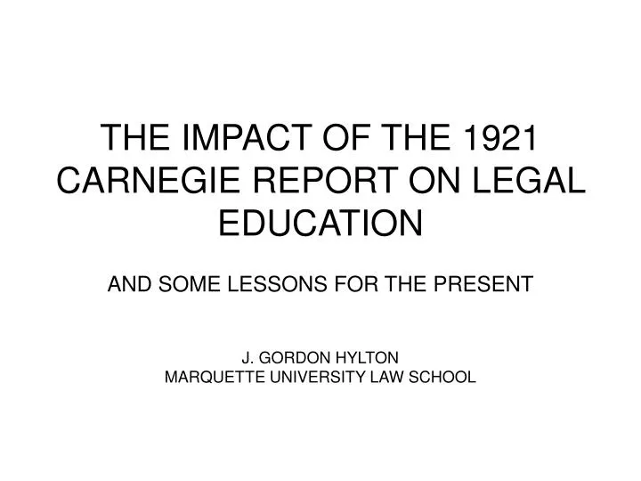 the impact of the 1921 carnegie report on legal education