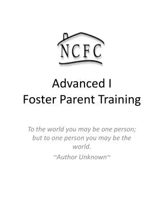 Advanced I Foster Parent Training