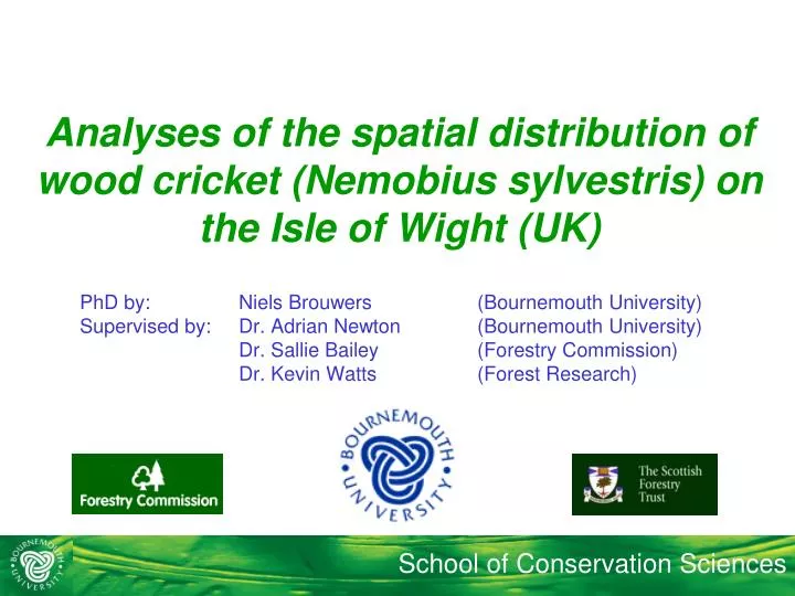 analyses of the spatial distribution of wood cricket nemobius sylvestris on the isle of wight uk