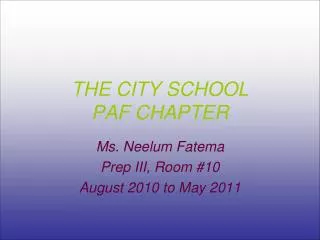 THE CITY SCHOOL PAF CHAPTER