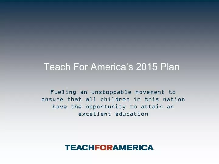 teach for america s 2015 plan