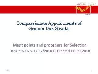 Compassionate Appointments of Gramin Dak Sevaks