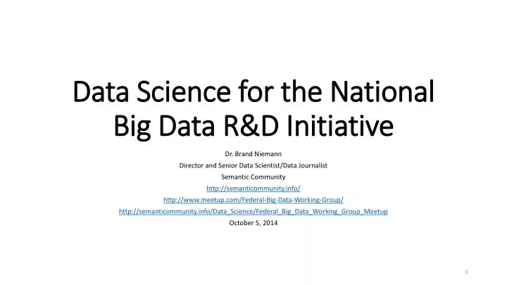 data science for the national big data r d initiative