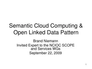 Semantic Cloud Computing &amp; Open Linked Data Pattern