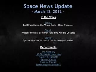 Space News Update - March 12, 2012 -