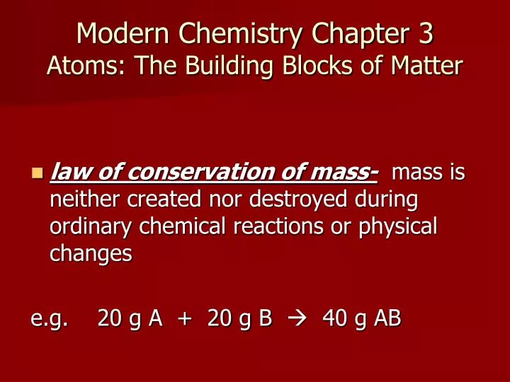 modern chemistry chapter 3 atoms the building blocks of matter