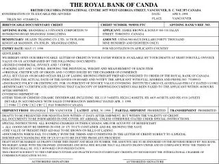 THE ROYAL BANK OF CANDA