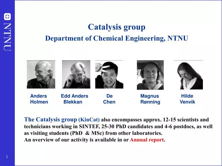 catalysis group department of chemical engineering ntnu