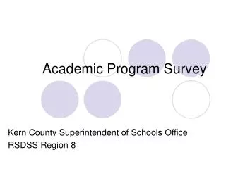 Academic Program Survey
