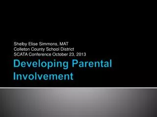 Developing Parental Involvement