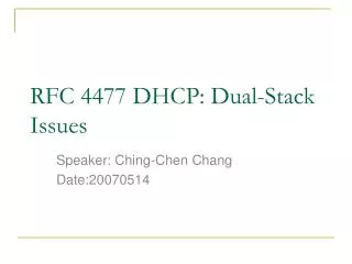 RFC 4477 DHCP: Dual-Stack Issues