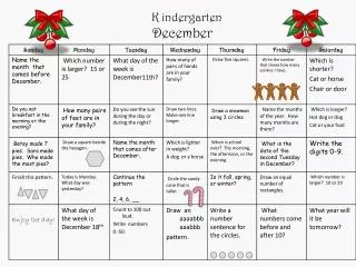 K indergarten December