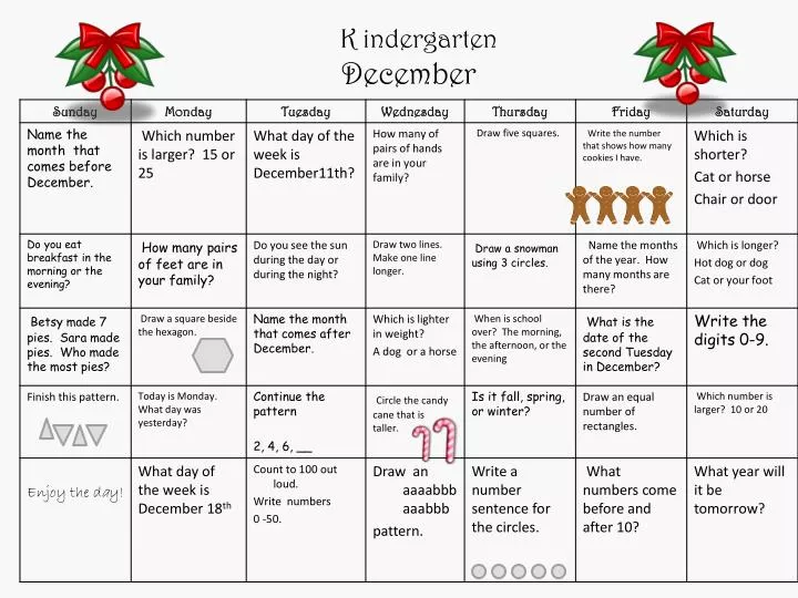 k indergarten december