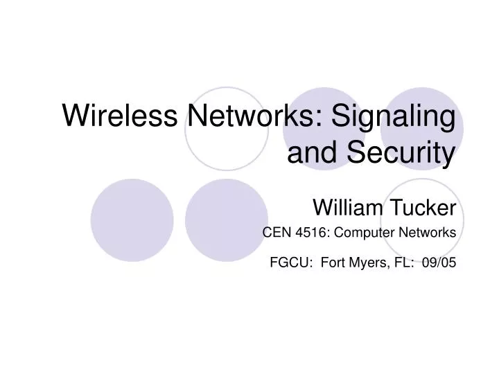 wireless networks signaling and security