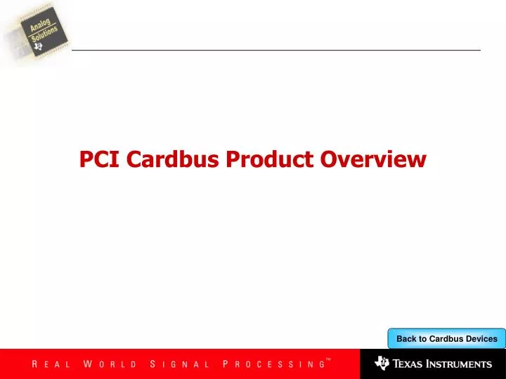 pci cardbus product overview