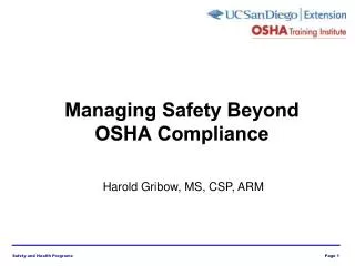 Managing Safety Beyond OSHA Compliance