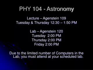 PHY 104 - Astronomy